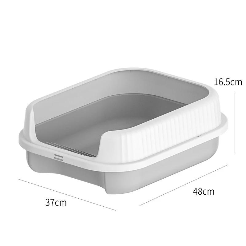 

Напівзакрита котяча пісочниця з високими бортами, великий котячий лоток, знімний лоток для кошенят для кроликів, котів і кошенят, дрібних тварин L 48x37x16.5cm сірий колір