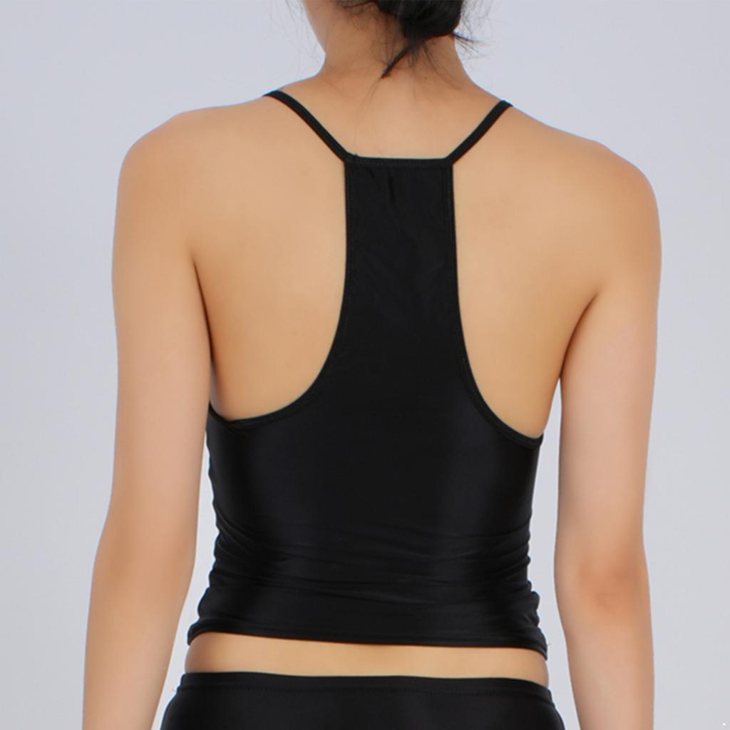 Womens Glossy Stretchy Camisole Scoop Neck Sleeveless Sling Crop Top Vest