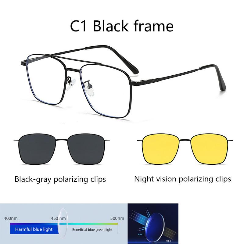 Myopia Magnetic Clip Polarized Myopia Frame Night Vision Three-In-One Sunglasses Metal Frame Spring temple leg 0