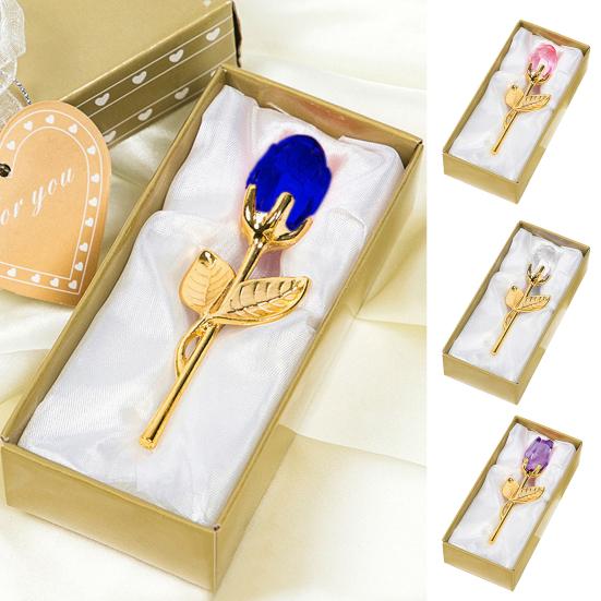 Clear Rose in Gift Box Artistic Flower Sculpture for Valentine's Day Elegant Home Office Decor And Romantic Gift