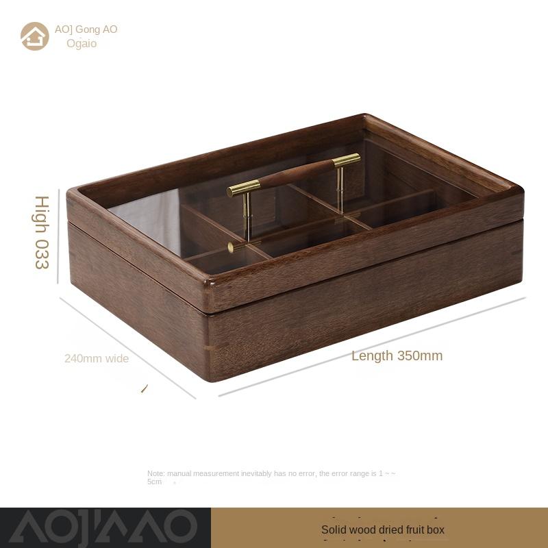 Коробка для хранения новая в китайском стиле из цельного дерева с чистой лентой герметичная пылезащитная для сухофруктов подходит для журнального столика в гостиной квадратная 20830₽