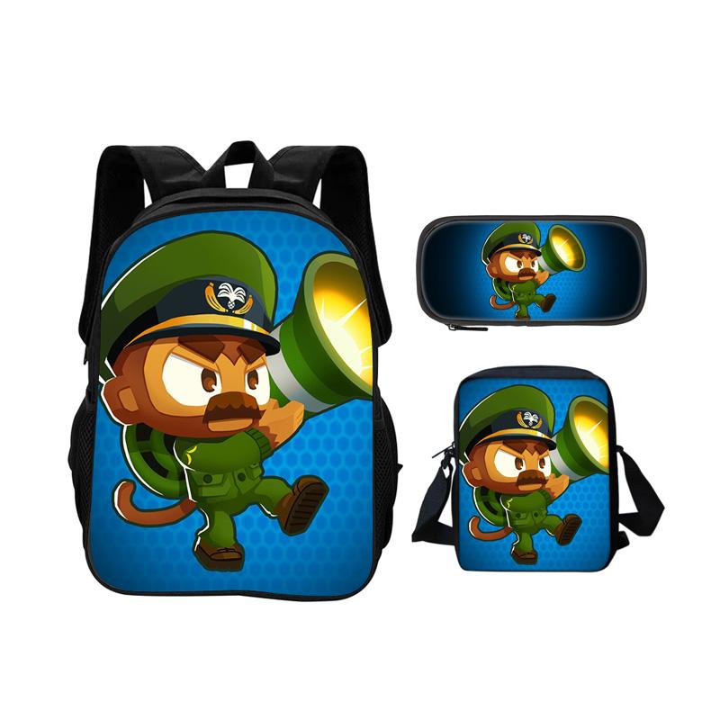 Bloons TD 6 sac à dos trousse d'école sac à bandoulière Ensemble 3 pièces impression de jeu maternelle école primaire garçon/fille grande capacité nouvelle tendance