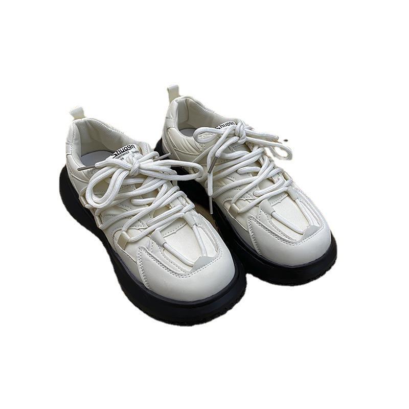 White thick-soled heightening dad shoes women's tide ins retro 2025 new autumn versatile student lightweight sneakers