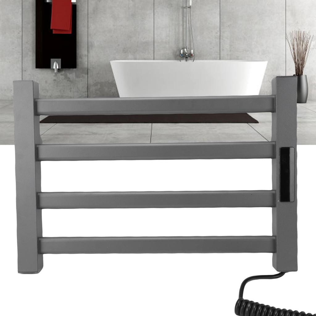 4 Towel Warmer Rack Smart Touch Control Wall Mounted Towel Heater Rack for Bathroom Gray Right Line 45x35cm