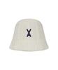 Bajal Va Applique Cable Knit Bucket Hat Ivory