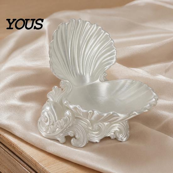 Sweet Style Jewelry Holder 3D Printed Shell Tray, Decorative Desktop Storage Organizer for Dressing Tray Table, Opening Trinket Dish Rings