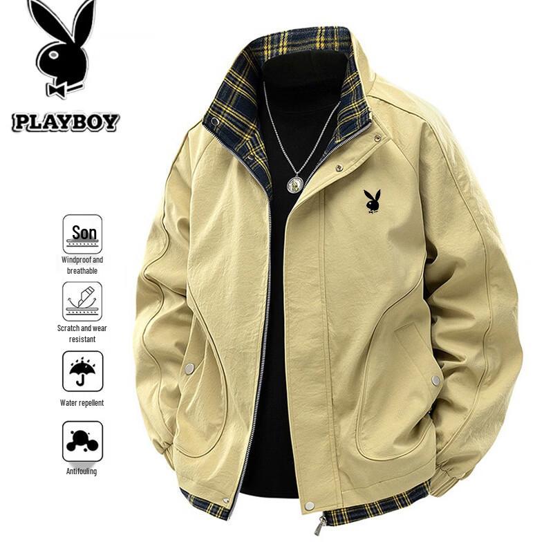 PLAYBOY Men's Spring/Autumn Stand Collar Casual Waterproof Jacket
