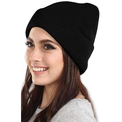 DIGITAL SHOPEE Women's Fur Skull Cap (Esg-Black-Winter-Woolen-Cap_Black_M), Medium