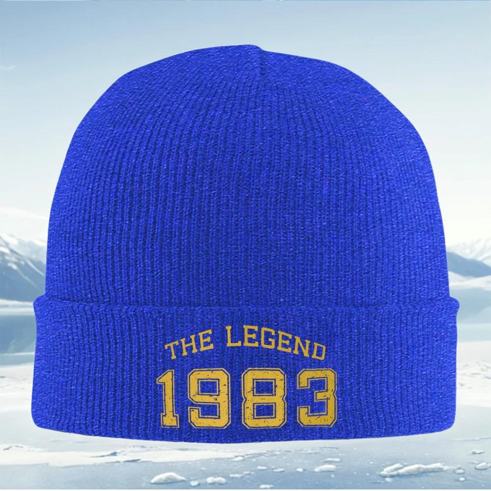 Legend year retro vintage graphic design Unisex Women Unisex Knitted Hat Beanie Pullover Cap Winter Thermal Warm Christmas Outdoor