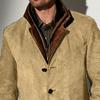 Winter Fall Men Jacket Retro Patchwork Fake Two-piece Fake Pockets Single-breasted Cardigan