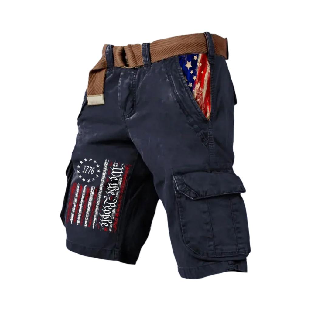Men's Casual Sport Multi-pocket Work Pants Men's Fashionable Flag-letter Printed Pants
