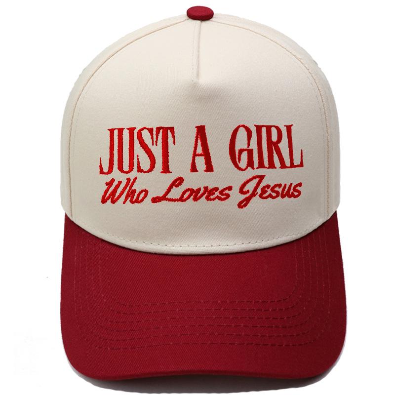 JUST A GIRL Truck Driver Hat Embroidery Color Matching Baseball Cap Men's and Women's Casual Outdoor Sun Hat