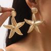 European Fashion Starfish Conch Earrings Creative Ocean Style Alloy Texture Earrings For Women Trendy Jewelry