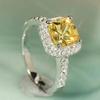 Graceful Wedding Ring Lady Bright Yellow Crystal Accessories for Women Fashion Aesthetic Jewelry for Engagement Party