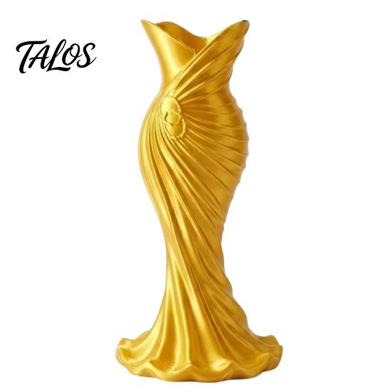 Vaso Sagomato Abito da Sera Stampato 3D Talos, Fioriera Scultura Abito Elegante, Ornamento Minimalista per Casa per Ingresso Mobile Laterale