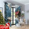 2pcs 2D flat printing Merry Christmas Party Curtains Cardinal Deer (8) Durable Polyester Without Electricity Festive Holiday