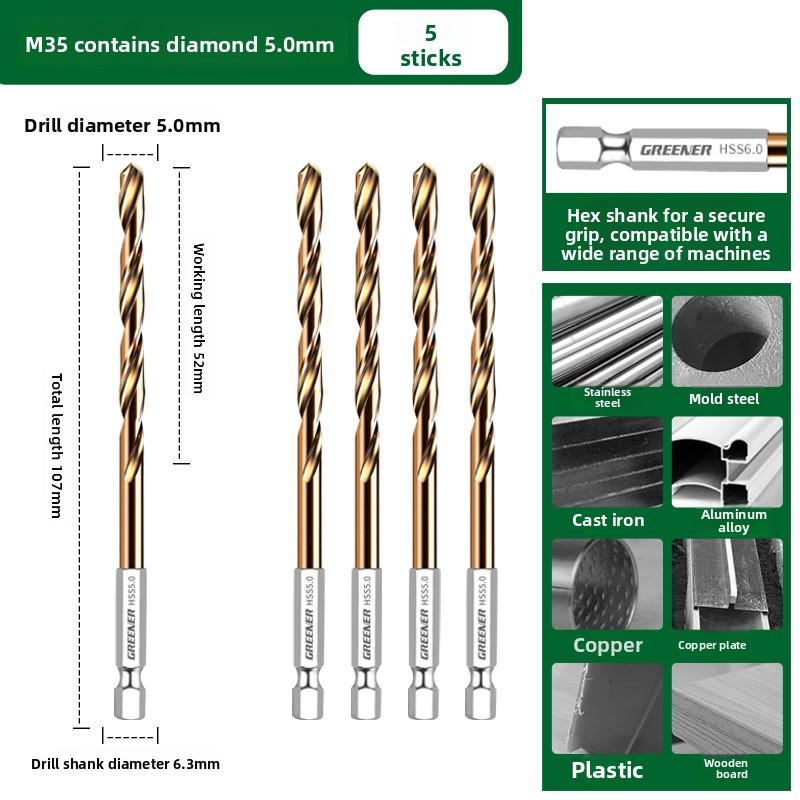 1-13mm Cobalt HSS Twist Drill Bit Straight Shank Hex Carbide Tip for Metal Stainless Steel Iron 304 Drilling