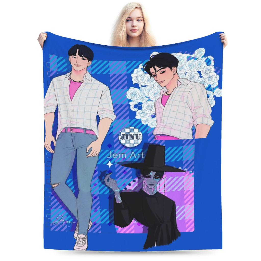 Jinu Huntrix Saja Boys K-Pop Demon Hunters Blanket Autumn Soft Throw Blanket for Girl Living Room Print Bedspread Sofa Bed Cover