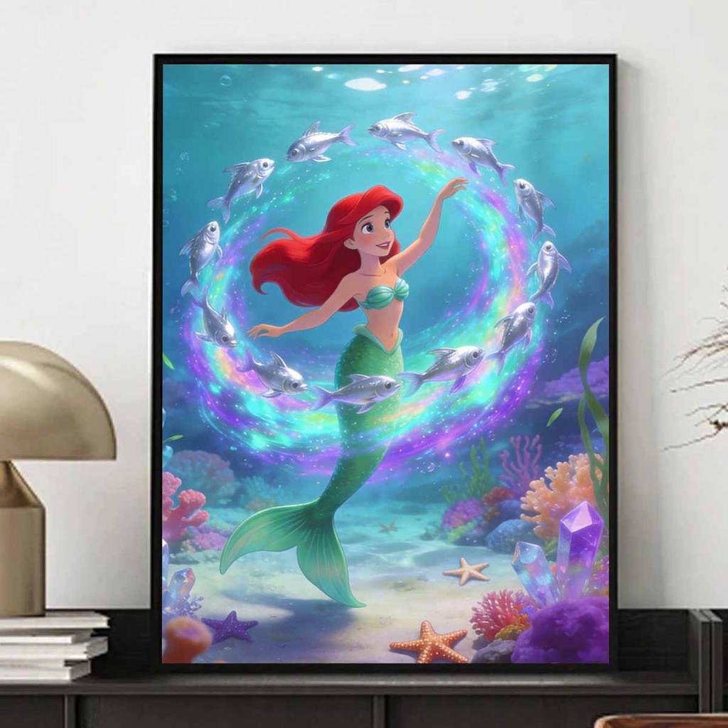 Disney Little Mermaid Ariel Diamond Paint Art Kit Mosaic Painting Diamond Art Home Room Decor Gift