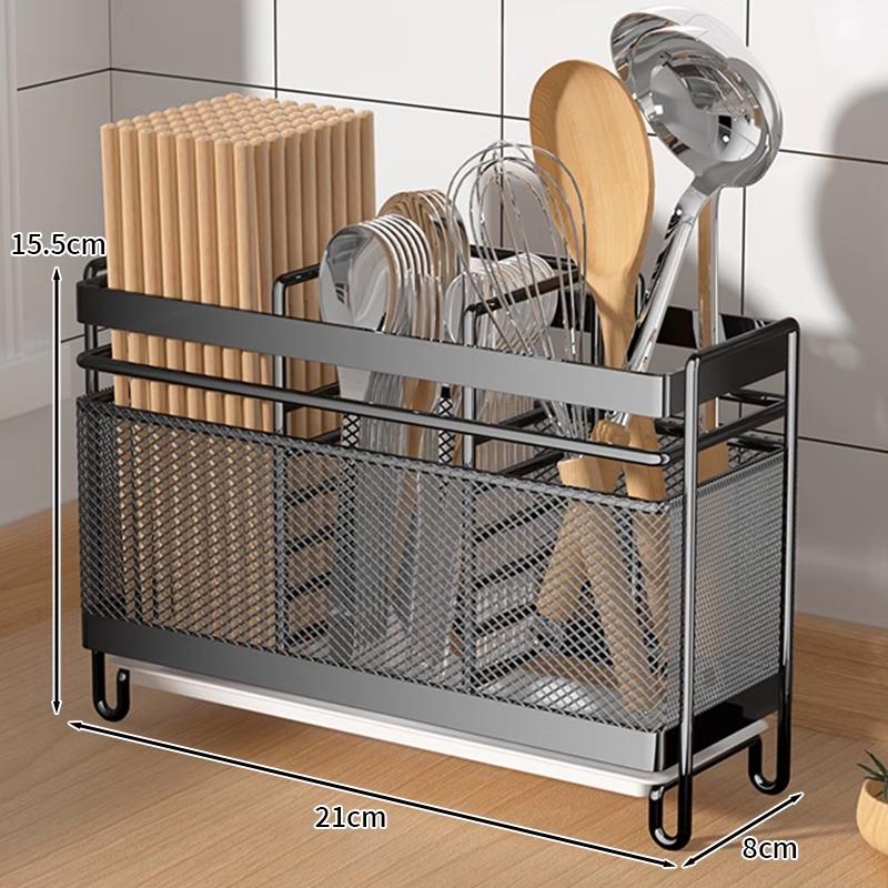 Stainless Steel Wall-Mounted Chopstick and Spoon Holder