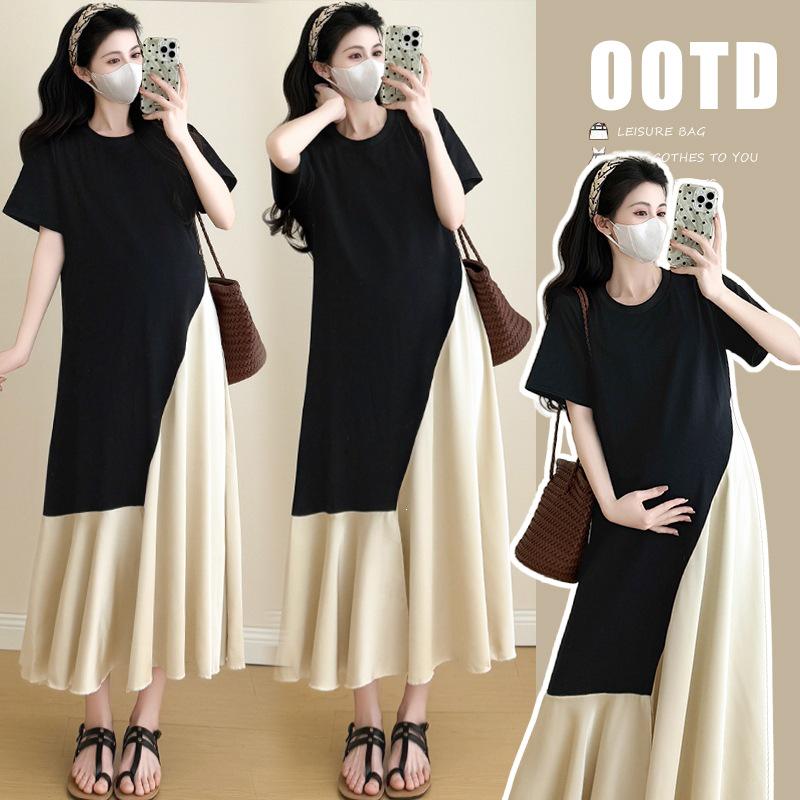 2026 Spring/Summer French Pearlescent Satin Maternity Dress M