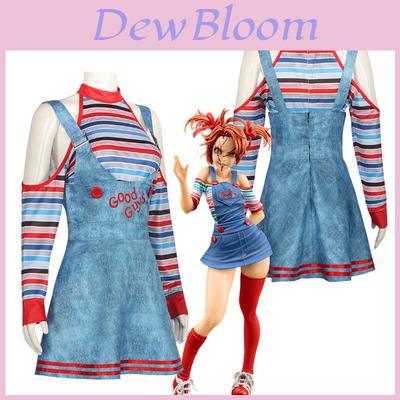 Sweet Dada Circus Clown Costume Halloween Cosplay Horror Doll Maid Dress Revival Set