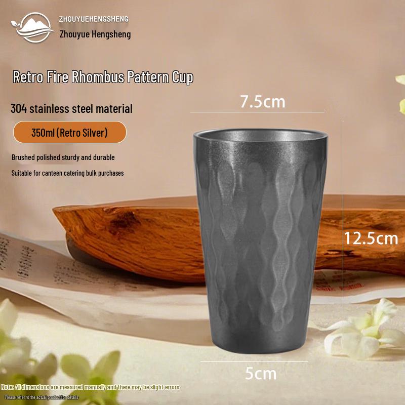 

ZHOUYUEHENGSHENG Retro 304 Stainless Steel Double-Layer Water Cup