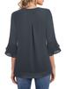 Women's V-Neck Double-Layer Chiffon Top with Flare & Tie-Waist Detailing