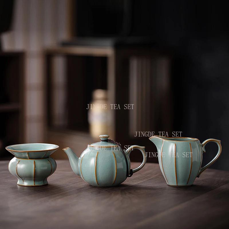 210ml Chinese Ceramic Tianqing Ru Kiln Tea Pot Household Ball Hole Filter Pot Single Tea Maker
