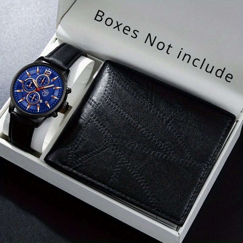 

Мужские кварцевые часы и кошелек в наборе - 2 предмета, аналоговый дисплей, корпус из сплава, ремешок из искусственной кожи - идеальный подарок на праздники