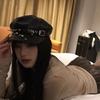 PU Leather Rivet Punk Cap Dark Retro Painter Hat Harajuku Gothic Spike Cap  Headdress