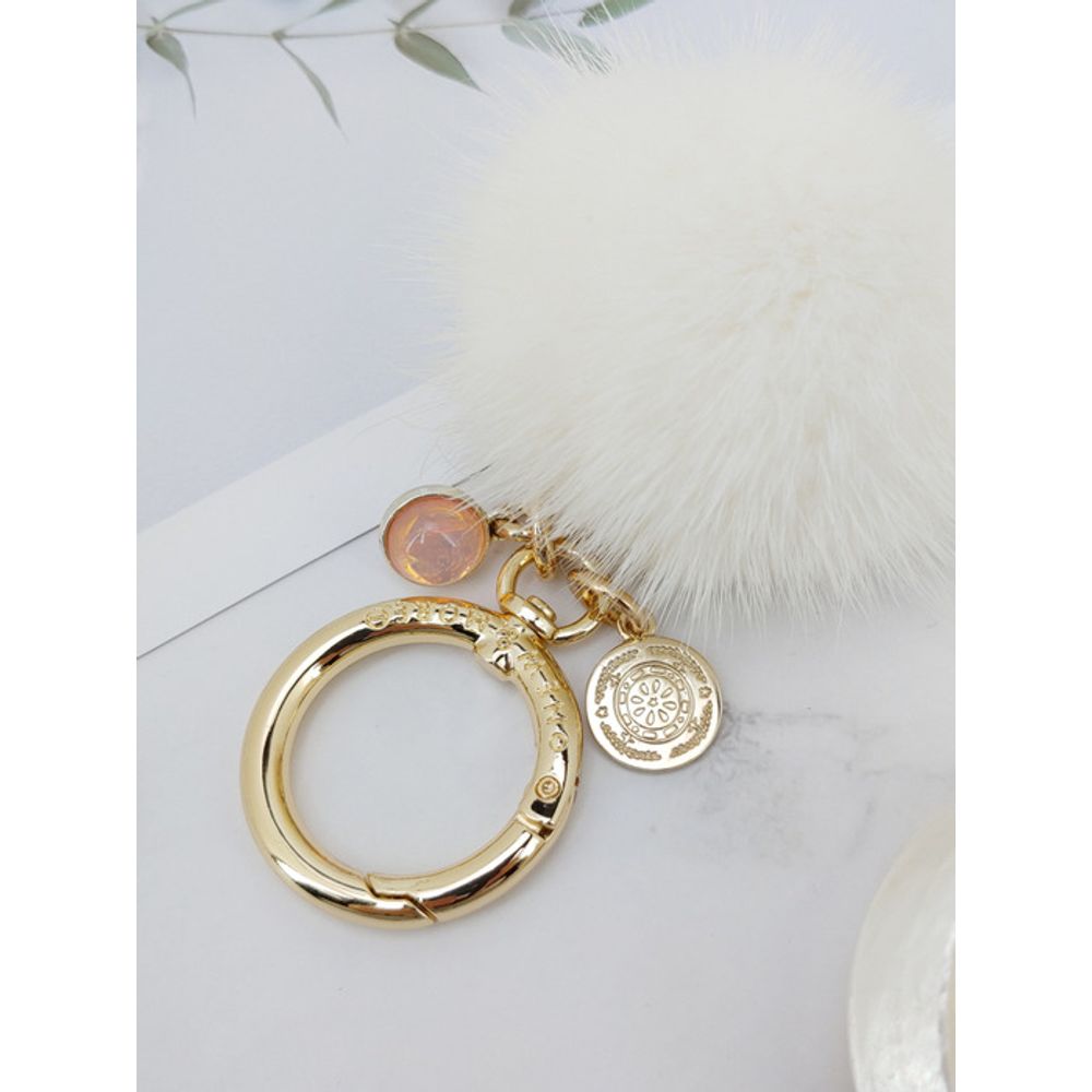 MAIA Mink Fur Keychain & Charm - Ivory