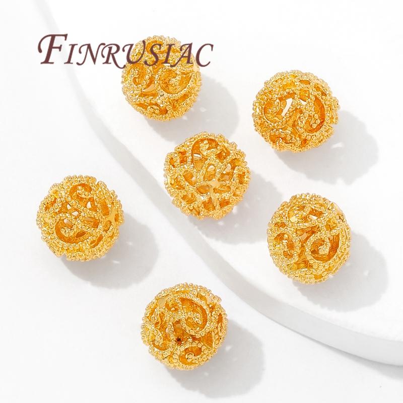 8mm 10mm Beads,Separators For Bracelets 18K Gold Plated Spacer Beads,Round Beads,DIY Jewelry Accessories,Necklace Findings