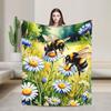 Bee and Flowers Blankets Girls Flannel Throw Blanket For Sofa Home Super Soft Custom Quality Bedspread Gift