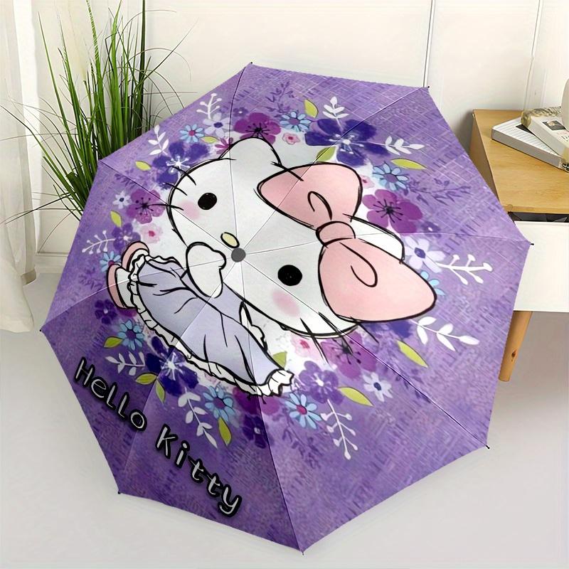 

Hello Kitty,Floral Automatic Folding Umbrella-Simple 8-Rib Design, Bright Cartoon Pattern, Durable Iron Frame, Suitable For Travel, Outdoor,