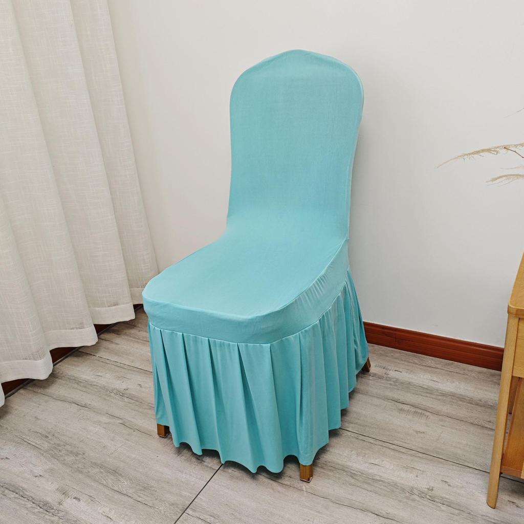 Universal Elastic White Skirt Chair Cover for Weddings & Banquets