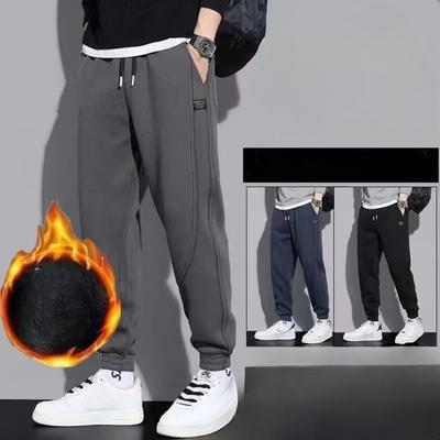 Verdickte Fleece-gefütterte Freizeithose für Herren Locker sitzende Sport-Lange Hose Trendy Herbst Winter Neue warme Herrenhose