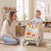 Wooden Baby Walker Detachable Double-Sided Board Wheels Natural