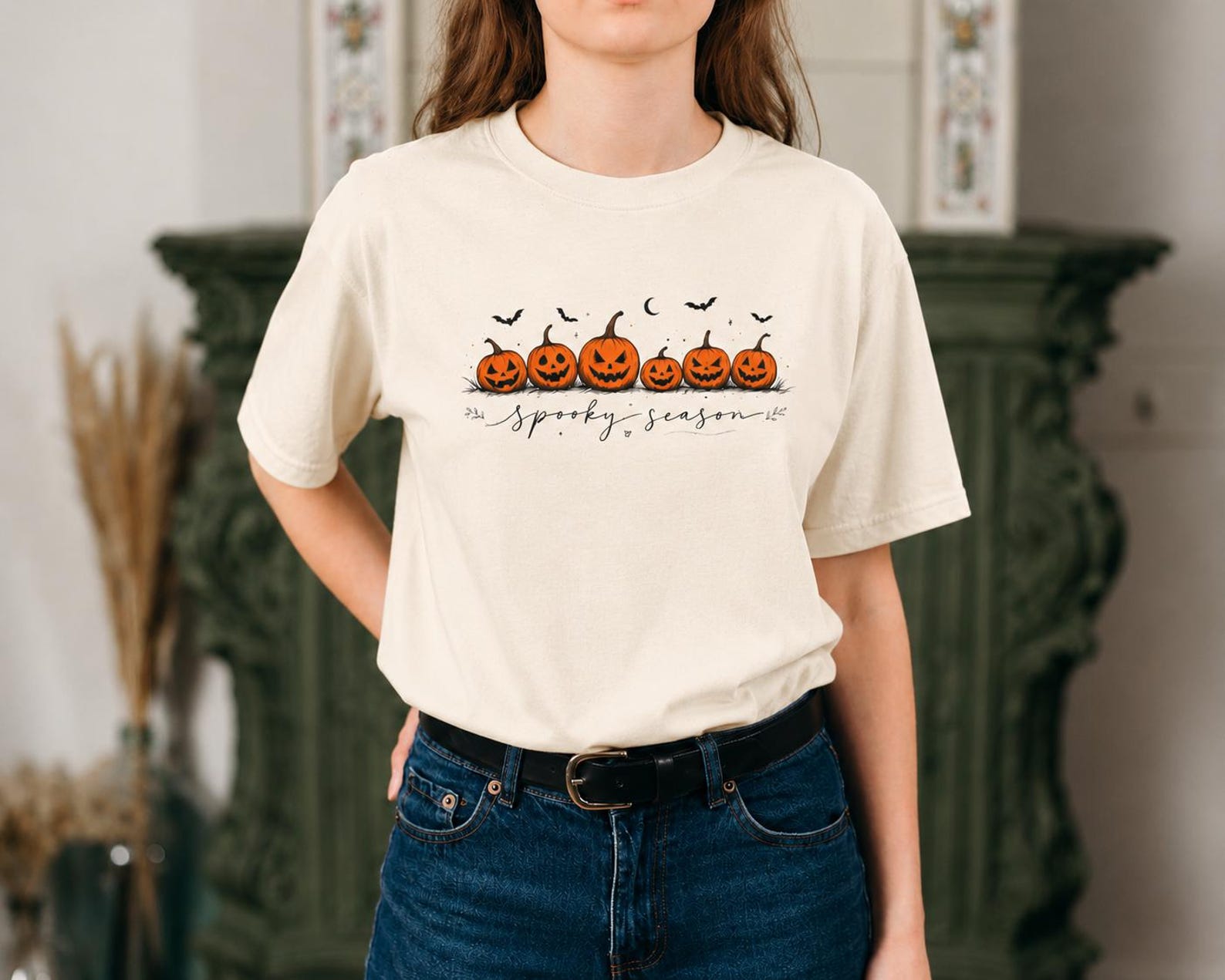 Spooky Season Pumpkins T-Shirt | Halloween Jack-o -Lanterns Tee 4XL