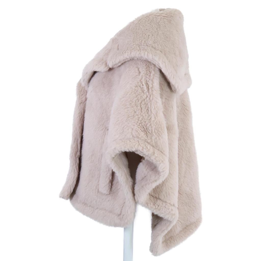 Max Mara In Good Condition, Genuine Japanese Product, 23473601376, Alpaca X Wool X Silk Teddy Bear Cape Poncho, Short Coat SM Sand beigeUsed