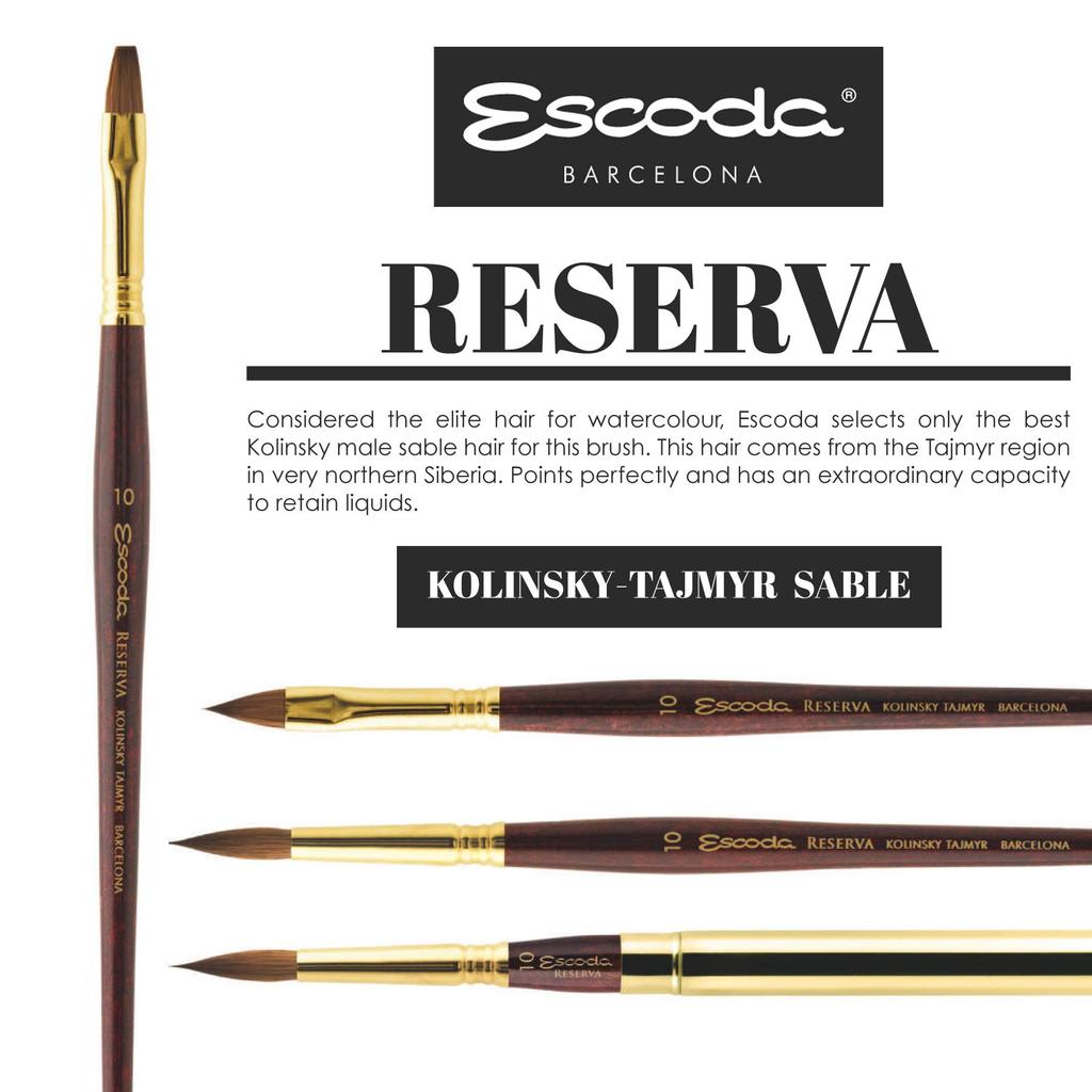 Escoda Reservoir 1212 Series Artist Watercolor Short Size Round Brush, Handle, 0,
