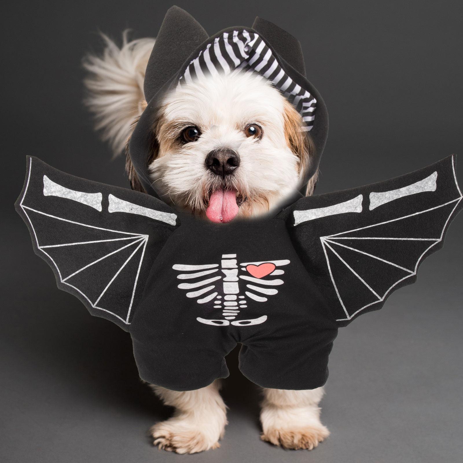 Halloween Bat Style Puppy Dog Costume Polyester Wear-Resistant Halloween Dog Clothes Party Outfit Adorable Pet Costume 41x33cm