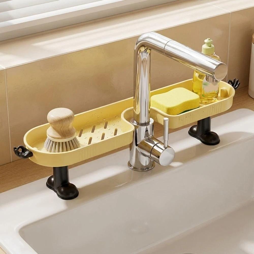 No-Drill Bathroom Storage Rack Removable with Hook Sink Drying Rack Rustproof Large Capacity Faucet Drain Organizer Mirror Front