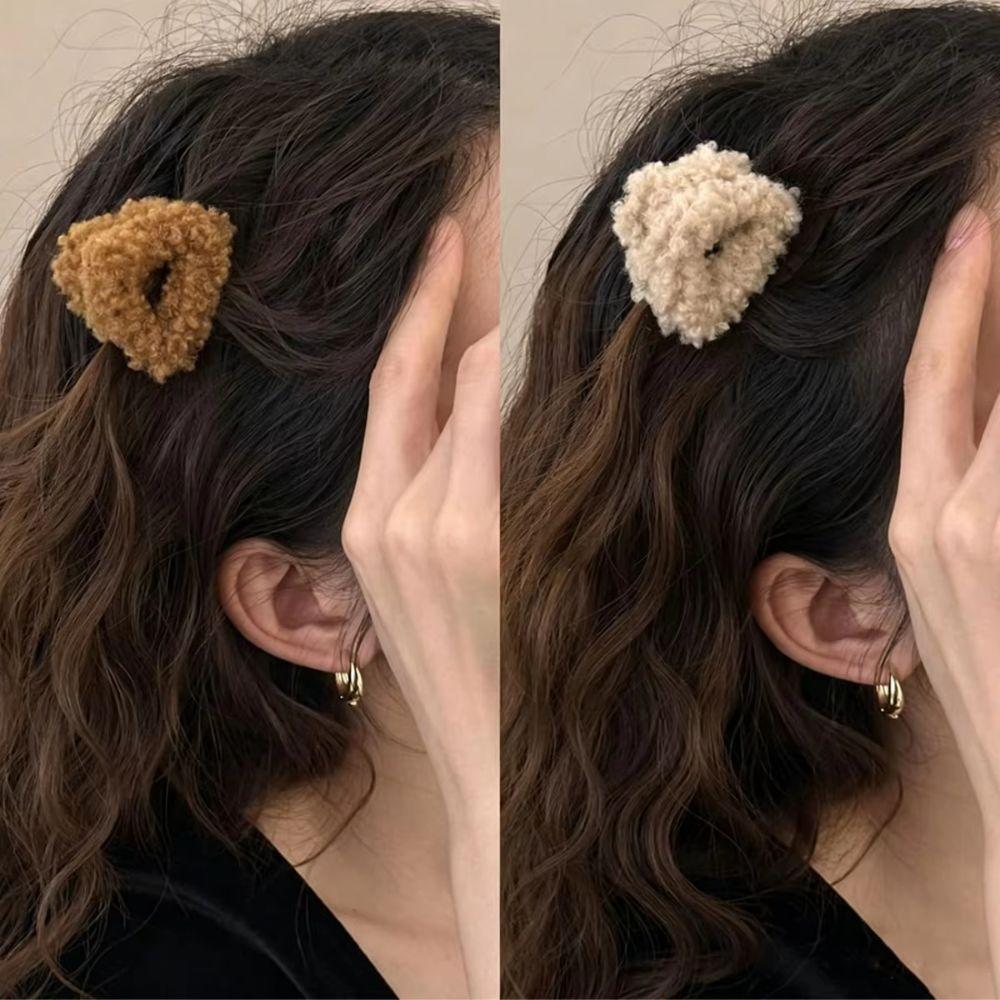 Pure Color Plush Small Hair Claw Cute Mini Grasp Clip Temperament Winter Hair Accessories Girls