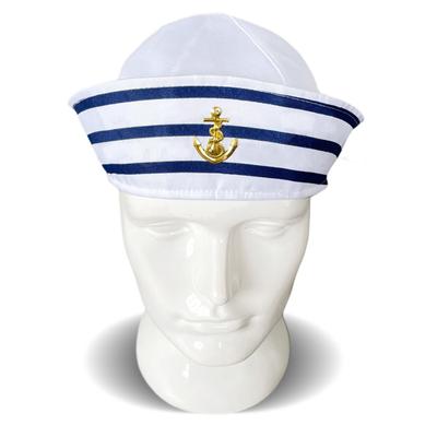 Cappello da Marinaio Fantasia con Bordi Arrotolabili Bianco&Blu Cappello Militare Blu Navy con Stampa di Ancora Cappello Fantasia Cosplay Cappello Militare per Adulti