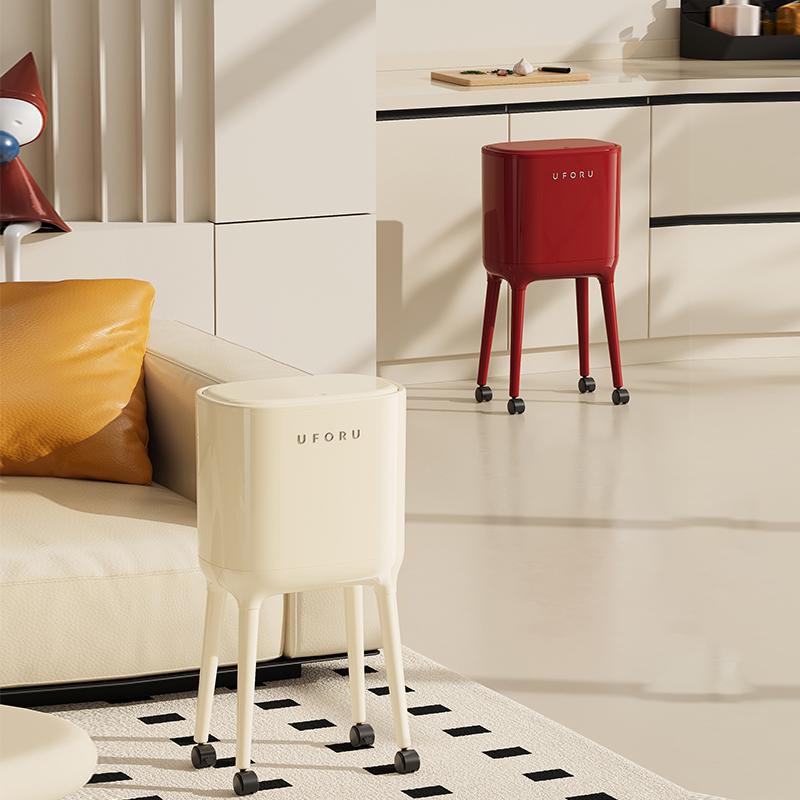 Bending-free High Leg Trash Can, Press Open Lid Design-largecapacity Oval Kitchen/living Roomtrash Can, Durable Plastic Material