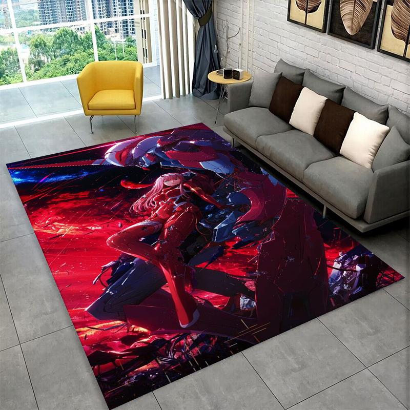 Cartoon Zero Two Sexy Girl DARLING In FRANXX Carpet Rug for Bedroom Living Room Sofa Doormat Home Decor,Kid Area Rug Non-slip