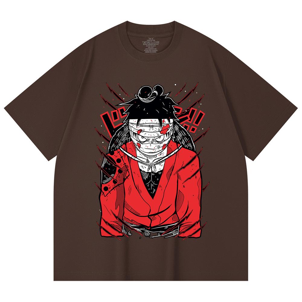 230 g/m² 100% Bawełna Jednoczęściowa V26 Luffy Nadruk Wano Unisex Ciężka Bawełniana Koszulka