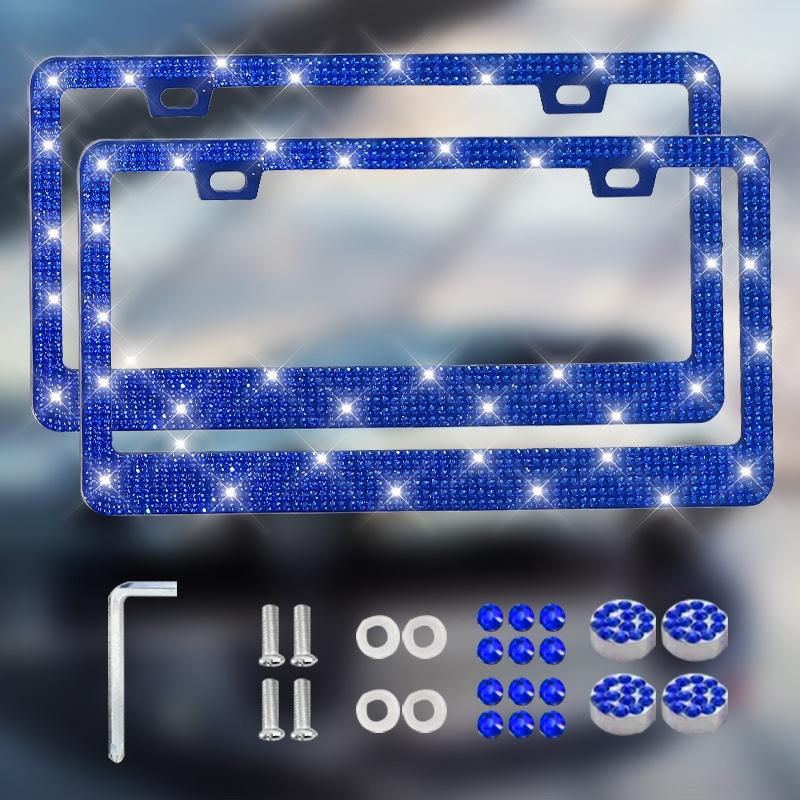 NEW 1/2PCS 31*16cm Bling Crystal License Plate Frame Women Rhinestone Car License Plate Frame Cover Holder Car Accessories