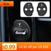 Car Sticker Tesla 2/4pcs Car Door Lock Buckle Protection Cover Auto Accessories For Tesla Model 3 Y S X 2021 Roadster Cybertruck